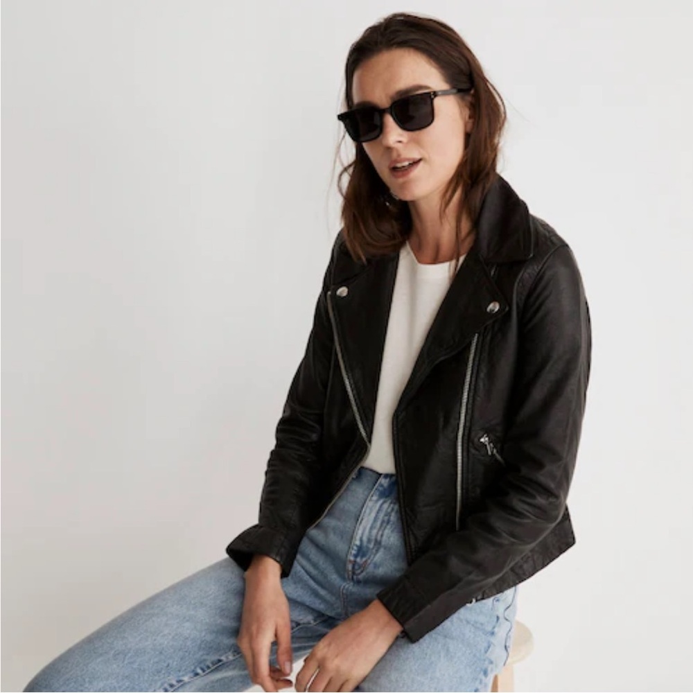MADEWELL WASHED LEATHER MOTORCYCLE JACKET, S